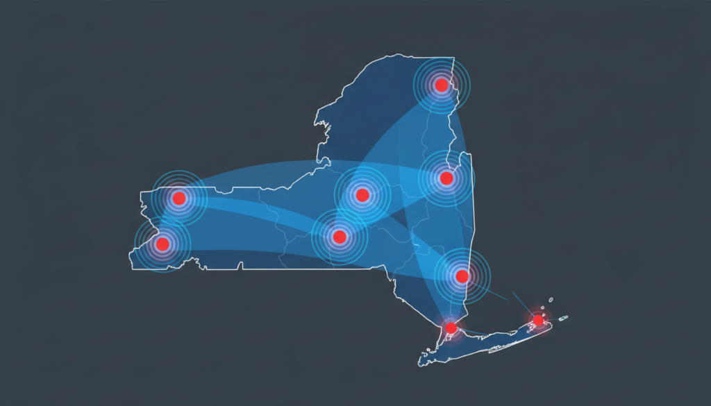 Upper Restoration service area map with 90 minute response zones