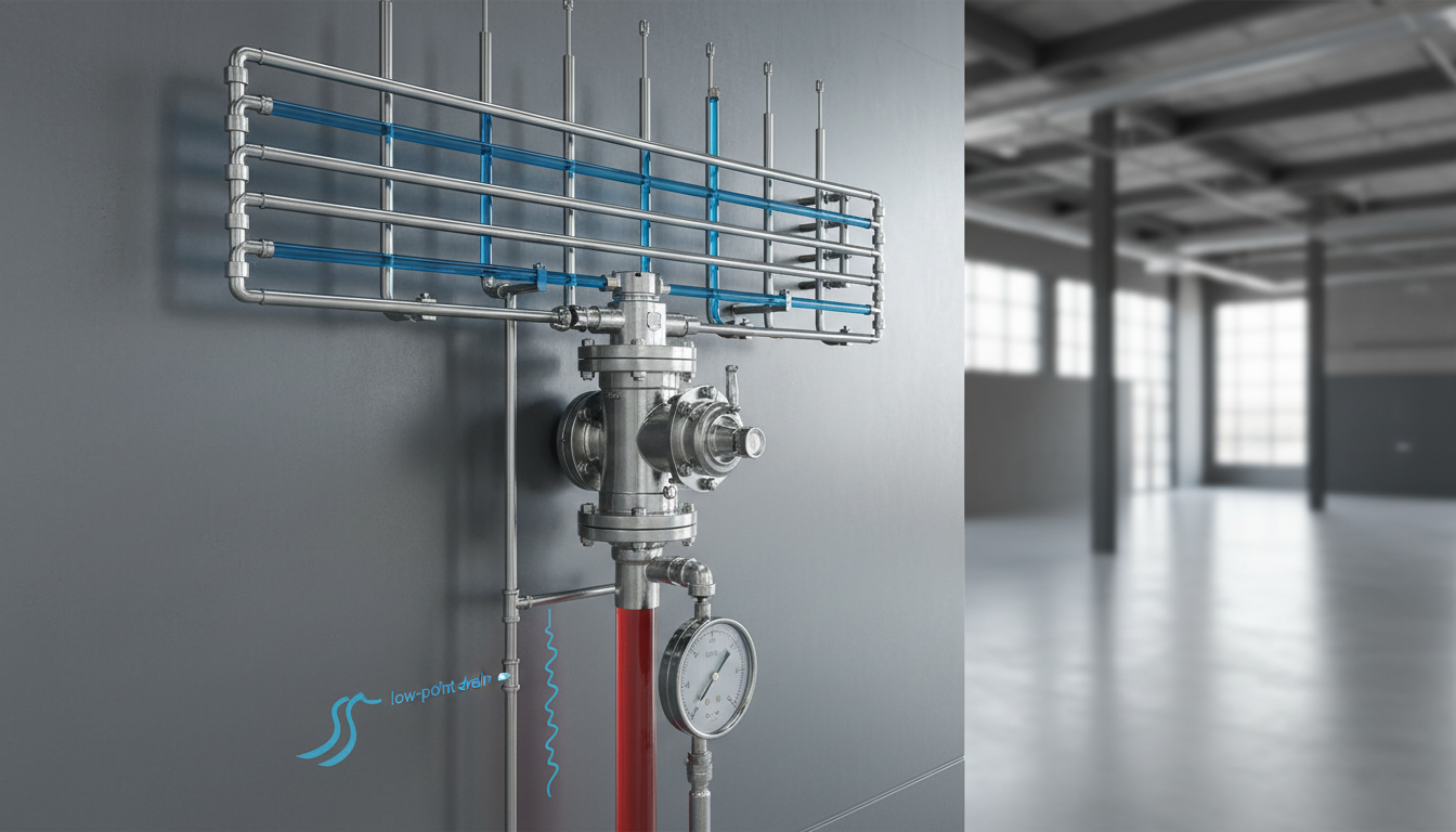 Commercial dry pipe sprinkler system diagram for freeze prevention