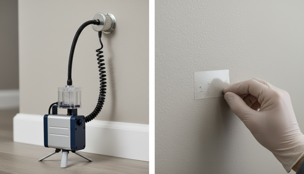 Mold testing equipment air sampler vs surface swab