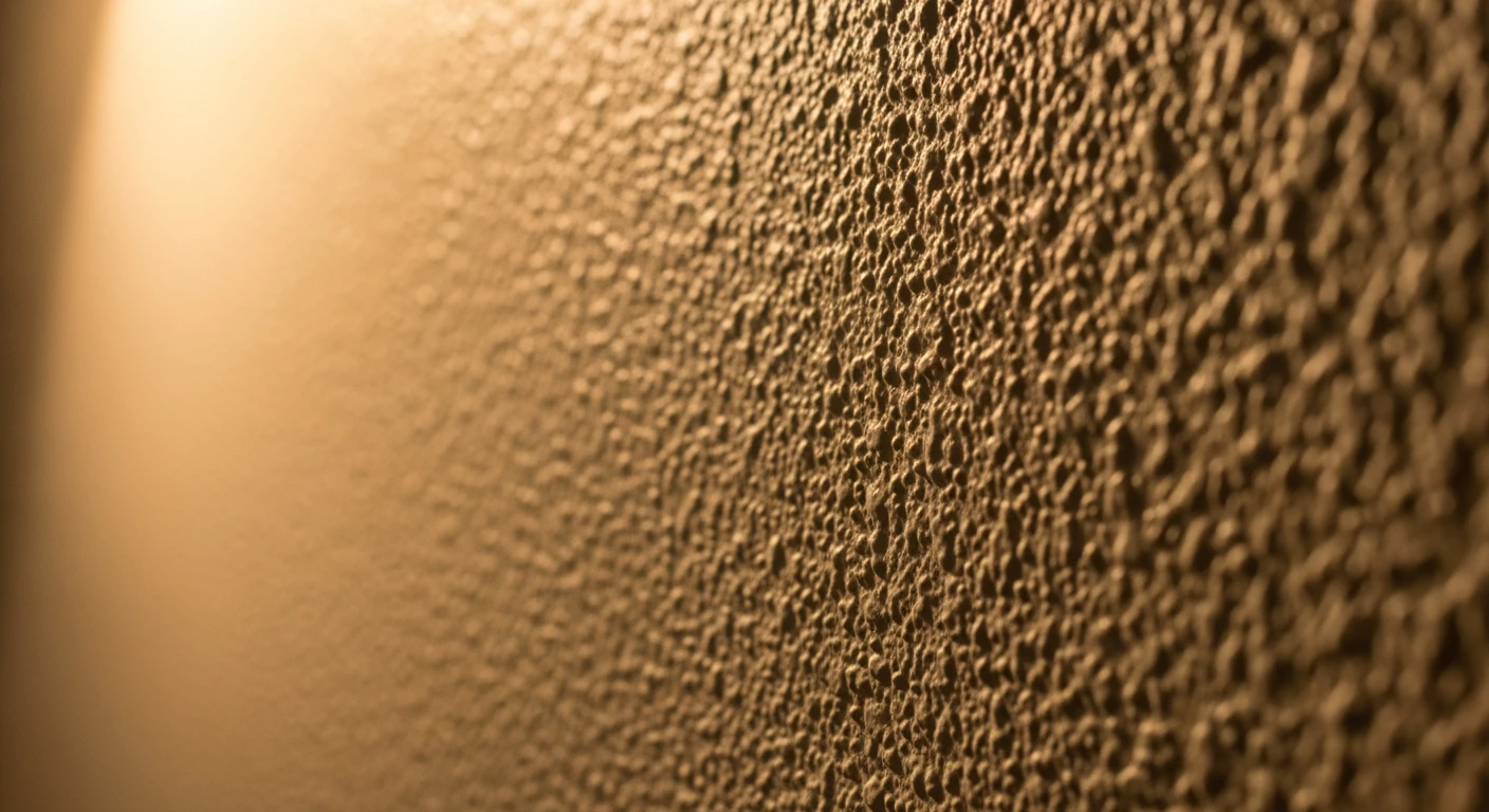 Textured stipple wall finish that may contain asbestos in Long Island homes built before 1980