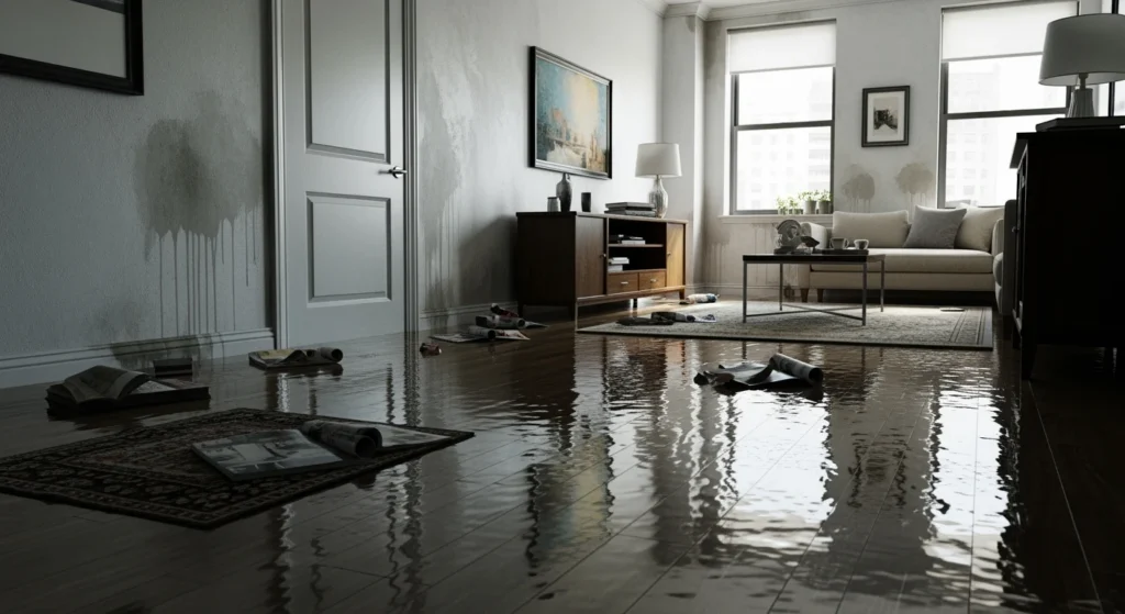 Water damage in NYC apartment. Reliable water damage restoration services.